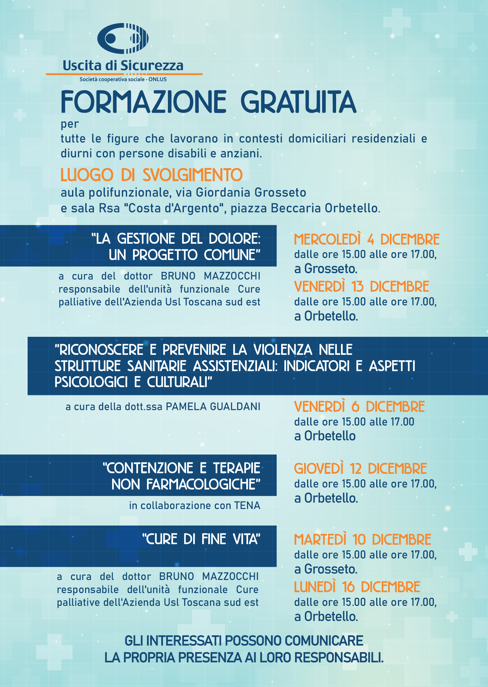Formazione gratuita per il personale di Uscita di Sicurezza
